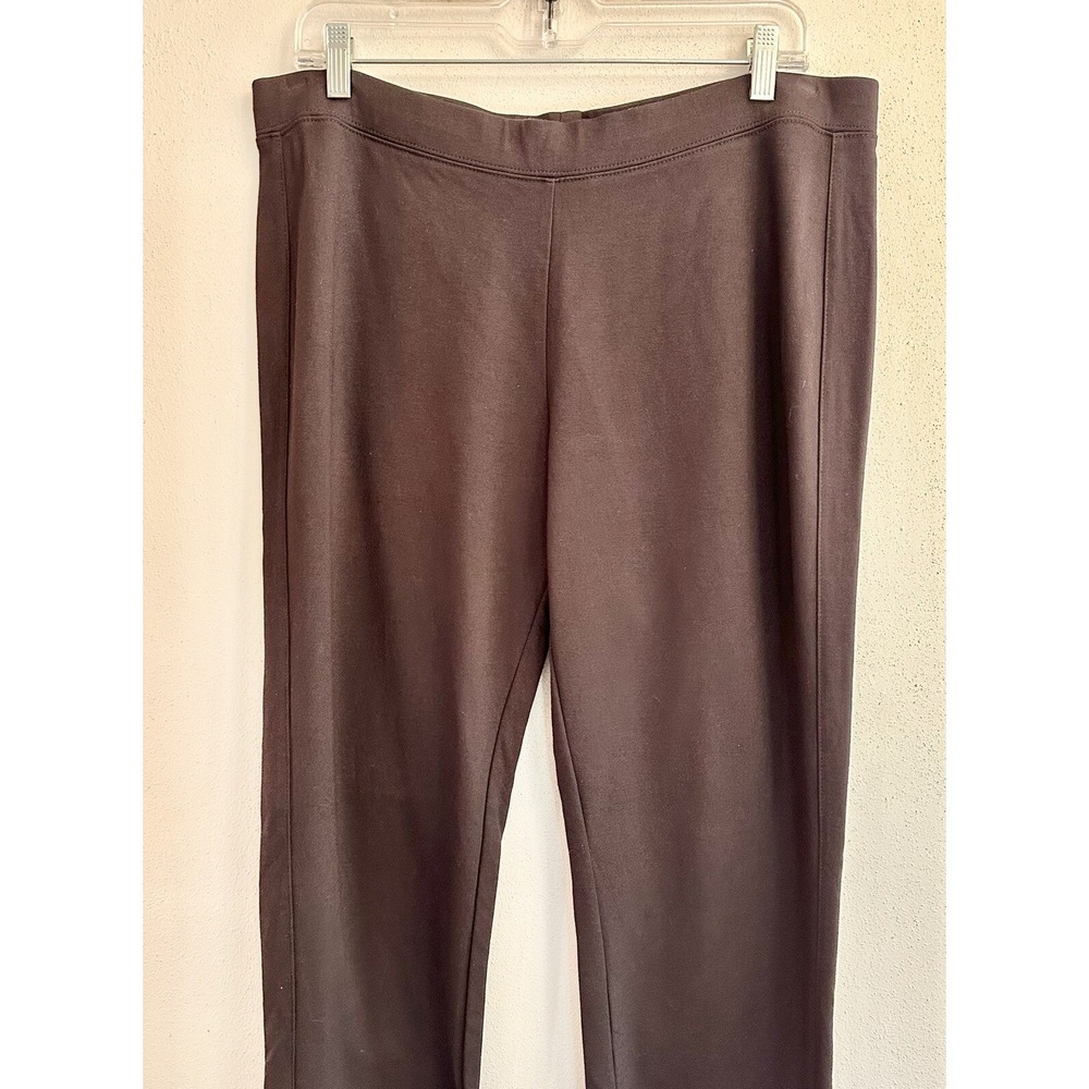 Susan Graver Liquid Knit Pants Womens Large Brown Straight Leg Pull On Career - Picture 3 of 10